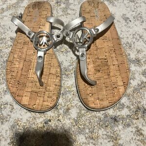Michael Kors Silver and Brown Sandals